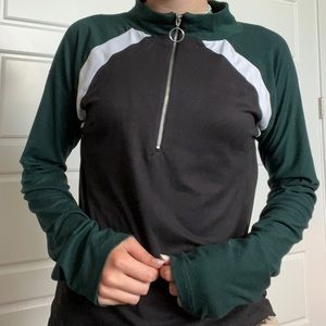 Green Black and White long sleeve shirt